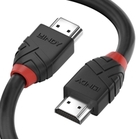 LINDY 36470 Black Line HDMI Cable, HDMI 2.0 (M) to HDMI 2.0 (M), 0.5m, Black &amp; Red, Supports UHD Resolutions up to 4096x2160@60Hz, Triple Shielded Cable, Corrosion Resistant Copper Coated Steel with 30AWG Conductors, Retail Polybag Packaging