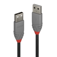 LINDY 36693 Anthra Line USB Cable, USB 2.0 Type-A (M) to USB 2.0 Type-a (M), 2m, Black &amp; Red, Supports Data Transfer Speeds up to 480Mbps, Robust PVC Housing, Nickel Connectors &amp; Gold Plated Contacts, Retail Polybag Packaging