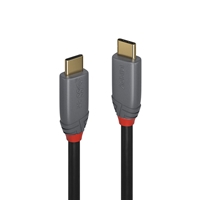 Lindy 1.5m USB 3.2 Type C to C Cable, 20Gbps, 5A, PD, Anthra Line Black/Red