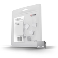 LINDY 40464 USB Port Blocker, Pack of 10, Key Not Included, USB Type-A Compatible, Colour Code: White, Physically Prevent Access to a USB-A Port, Quick and Simple to Use, Retail Polybag Packaging