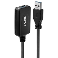 LINDY 43155 5m USB 3.0 Active Extension, Supports transfer rates up to 5Gbps, Plug &amp; Play, 2 year warranty