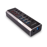 LINDY 43371 4 Port USB 3.0 Hub with 3 Quick Charge 3.0 Ports, Black