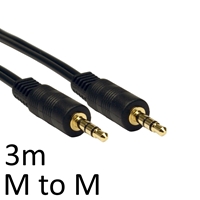 3.5mm (M) Stereo Plug to 3.5mm (M) Stereo Plug 3m Black OEM Cable