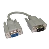 VGA Adapter Cable DB-9 (9-Pin Male) D-Sub Connection to a 15-pin Female High-Density VGA/SVGA Port, Gold Contacts, 0.21m, Grey