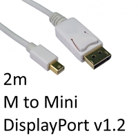 DisplayPort 1.2 (M) to Mini DisplayPort 1.2 (M) 2m White OEM Display Cable