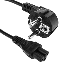 EU 2 Pin Plug To IEC C5 60cm  Mains Extension Cable - Black
