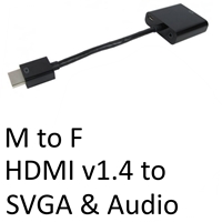 HDMI 1.4 (M) to SVGA &amp; Audio (F) Black OEM Converter Adapter