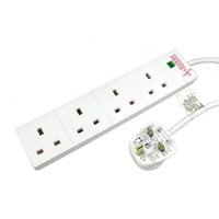 TARGET RB-02M04SPD UK Power Extension, 2m, 4 UK Ports, White, 13 Amp Fuse, Surge Protection, Status LED