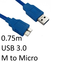 USB 3.0 A (M) to USB 3.0 Micro B (M) 0.75m Blue OEM Data Cable