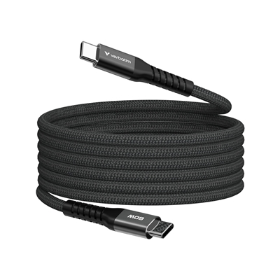 Verbatim (31859) Sync &amp; Charge USB-C to USB-C 60W Magnetic Cable 120cm Black, Supports PD 3.0 and QC 3.0