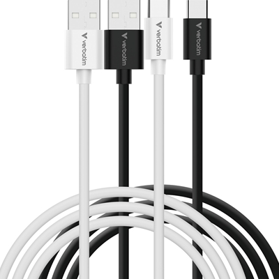 Verbatim (32393) Essentials Sync &amp; Charge USB-A to C Cables (2 pack) Black &amp; White,1m,18W QC, 480Mbps, Quick Charge 3.0 Support Up To 18W Charging