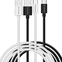 Verbatim (32393) Essentials Sync &amp; Charge USB-A to C Cables (2 pack) Black &amp; White,1m,18W QC, 480Mbps, Quick Charge 3.0 Support Up To 18W Charging