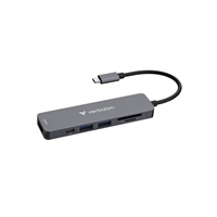 Verbatim (32156) USB-C Essentials Multiport Hub 6 Port With Card Reader, Supports Up To 100W Power Delivery, SD/MicroSD Slots Supports Read / Write Speeds Of Up To 40MB/s and 30MB/s 