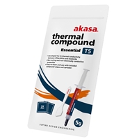 AKASA AK-T505-5G T5 Essential Thermal Compound Syringe, 5g, Grey, Low Thermal Resistance, Non-Curing, Non-Electrically Conductive, Includes Spreader &amp; Cleaning Wipes