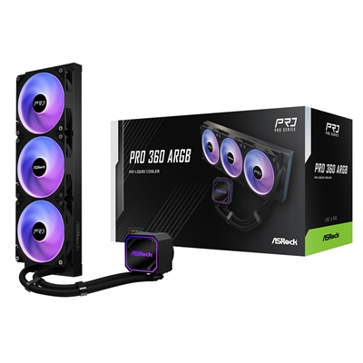 ASRock Pro 360 ARGB AIO Liquid CPU Cooler, 360mm Radiator, Triple 120mm PWM Fans, Addressable RGB, Intel LGA1700/1851 &amp; AMD AM5/AM4 Compatible