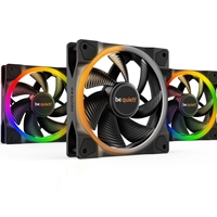 be quiet! Light Wings PWM Addressable RGB Fan Pack, 120mm, 1700RPM, 4-Pin PWM Fan &amp; 3-Pin ARGB Connectors, Black Frame, Black Blades, ARGB Lighting on Front &amp; Rear, Addressable RGB Hub Included