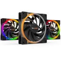 be quiet! Light Wings PWM High Speed Addressable RGB Fan Pack, 120mm, 2500RPM, 4-Pin PWM Fan &amp; 3-Pin ARGB Connectors, Black Frame, Black Blades, ARGB Lighting on Front &amp; Rear, Addressable RGB Hub Included