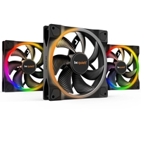 be quiet! Light Wings PWM Addressable RGB Fan Pack, 140mm, 1500RPM, 4-Pin PWM Fan &amp; 3-Pin ARGB Connectors, Black Frame, Black Blades, ARGB Lighting on Front &amp; Rear, Addressable RGB Hub Included