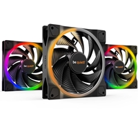 be quiet! Light Wings PWM High Speed Addressable RGB Fan Pack, 140mm, 2200RPM, 4-Pin PWM Fan &amp; 3-Pin ARGB Connectors, Black Frame, Black Blades, ARGB Lighting on Front &amp; Rear, Addressable RGB Hub Included