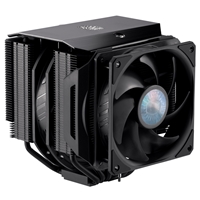 Cooler Master MasterAir MA624 Stealth Fan CPU Cooler, Universal Socket, Dual 140mm SickleFlow PWM with Additional 120mm Fan for RAM Clearance, 1400RPM, 6 Heat Pipes with Nickel Plated Base, Premium Aluminum Black Top Cover