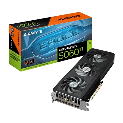 Gigabyte NVIDIA GeForce RTX 5060 Ti EAGLE MAX OC 16GB GDDR7 Graphics Card, 4608 CUDA Cores, 2617 MHz Core Clock, Triple Fan, 3x DisplayPorts / 1x HDMI Ports
