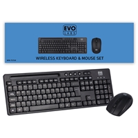 Evo Labs WM-757UK Wireless Keyboard and Mouse Combo Set, With Integrated Tablet/ Mobile/ Smartphone Stand, 2.4GHz Full Size Qwerty UK Layout Keyboard with Wireless Mouse, Ideal for Home/Office, Black