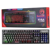 Marvo Scorpion K616A Gaming Keyboard, 3 Colour LED Backlit, USB 2.0, Frameless and Compact Design with Multi-Media and Anti-ghosting Keys, UK Layout