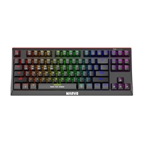 Marvo Scorpion KG953W-UK Wireless Mechanical Gaming Keyboard with Red Switches, 80% TKL Design, Tri-Mode Connection, 2.4GHz Wireless, Bluetooth or Wired, Rainbow Backlight, Anti-ghosting N-Key Rollover