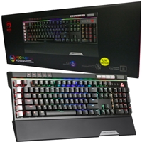 Marvo BigBang P1 KG965G RGB Mechanical Gaming Keyboard, Full Size Mutimedia, USB 2.0, Blue Switches, RGB backlighting For Each Key, Anti-ghosting, 19-key Rollover Support, 6 macro keys, Black