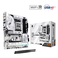 ASRock X870 STEEL LEGEND WIFI AMD AM5 Socket Motherboard, ATX, 4x DDR5 Slots, 3x M.2 Sockets, Fitted I/O Shield, 2.5GbE LAN, Wi-Fi 7, 1x HDMI Port / 2x USB-C (USB4)