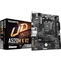 Gigabyte A520M K V2 Motherboard, AMD Socket AM4, Micro ATX, DDR4, PCIe Gen3 x4 M.2, Smart Fan 5, LAN, HDMI/USB3.0