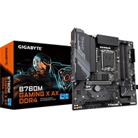 Gigabyte B760M GAMING X AX DDR4 Motherboard, Intel Socket 1700, 12th/13th Gen, 1x PCIe 4.0 x16, 2 x PCIe 4.0 M.2, Micro ATX, USB Type-C, 2.5GbE LAN, Wi-Fi 6E 802.11ax, HDMI, DisplayPort, Smart Fan 6, Q-Flash Plus