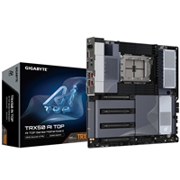 Gigabyte TRX50 AI TOP AMD sTR5 Socket Motherboard, E-ATX, 8x DDR5 Slots, 4x M.2 Sockets, Fitted I/O Shield, 2x 10GbE LAN, Wi-Fi 7, 1x DisplayPort / 1x USB-C (USB4)