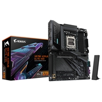 Gigabyte X870E AORUS ELITE X3D AMD AM5 Socket Motherboard, ATX, 4x DDR5 Slots, 4x M.2 Sockets, Fitted I/O Shield, 5GbE LAN, Wi-Fi 7, 1x HDMI Port / 2x USB-C (USB4)