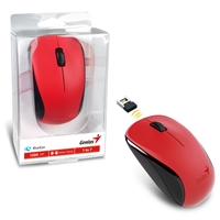 Genius NX-7000 Wireless Mouse, 2.4 GHz with USB Pico Receiver, Adjustable DPI levels up to 1200 DPI, 3 Button with Scroll Wheel, Ambidextrous Design, Red