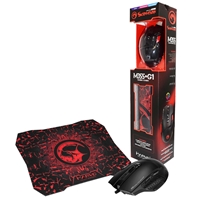 Marvo Scorpion M355 Gaming Mouse and G1 Mouse Pad, USB, Ergonomic design with 7 Colour LED, 5 Adjustable levels up to 6400 DPI, Gaming Grade Optical Sensor with 9 Programmable Buttons