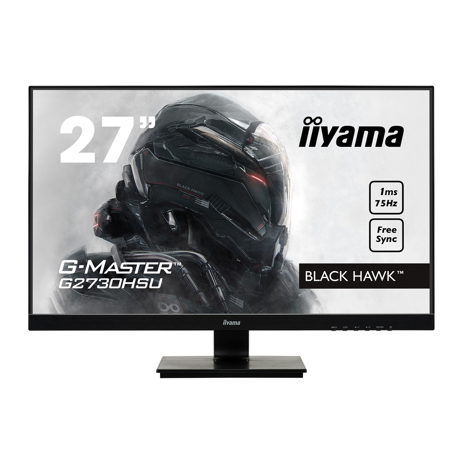 iiyama G-MASTER Black Hawk G2730HSU-B 27 inch Monitor, Full HD, 1ms, HDMI, VGA, Display Port, Freesync, Speakers, Black, Int PSU, VESA