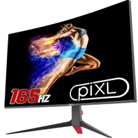 piXL CM32GF5 32 Inch Curved Gaming Monitor, 144Hz/ 165Hz, 5ms Response Time, Frameless, Freesync, G-Sync, 1920 x 1080 Full HD, DisplayPort, HDMI, VESA Mount, Black Finish