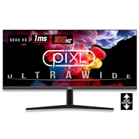 piXL CM34G3 34 Inch Ultrawide Gaming Monitor, Widescreen IPS LED Panel, QHD 3440x1440, 1ms Response Time, 180Hz Refresh Rate, Display Port, HDMI, USB, Height Adjustable, 16.7 Million Colour Support, VESA Wall Mount, Black Finish