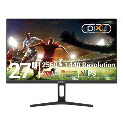 piXL X-Series GS27QIDPHA 27 Inch QHD IPS Gaming Monitor with 200Hz Refresh Rate, 2560 x 1440 Resolution, 1ms Response Time, 2x HDMI 2.0 &amp; 2x DisplayPort 1.4