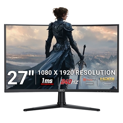 piXL PX27CC301B 27 Inch 240Hz HDR 10+ Full HD Curved Gaming Monitor with 1920 x 1080 Resolution, 1ms Response Time, HDR 10+, DisplayPort, HDMI &amp;amp; VESA Mount