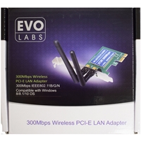 Evo Labs PCI-Express N300 WiFi Card with Detachable Antennas and Full/Low Profile Brackets