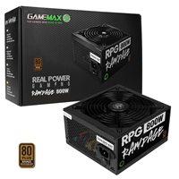 GAMEMAX RPG Rampage 800W PSU, 140mm Ultra Silent Fan, 80 PLUS Bronze, Non Modular, Flat Black Cables, Japanese TK Main Capacitor Fitted