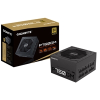 GIGABYTE P750GM 750W PSU, 120mm Smart Hydraulic Bearing Fan, 80 PLUS Gold, Fully Modular, UK Plug, High-Quality Japanese Capacitors, Powerful Single +12V Rail