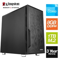 Intel i3 12100 Quad Core 8 Thread 3.30GHz (4.30GHz Boost), 8GB Kingston RAM, 1TB Kingston NVMe M.2, Antec VSK Chassis - Pre-Built PC