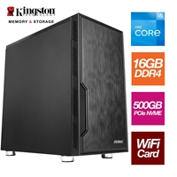 Intel i5 12400 6 Core 12 Thread 2.50GHz (4.40GHz Boost), 16GB Kingston RAM, 500GB Kingston NVMe M.2, Wi-Fi 6 Card. Antec VSK Chassis - Pre-Built PC