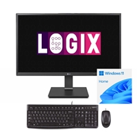 LOGIX 27 Inch Full HD Intel Quad Core All-in-One AiO Desktop PC with IPS Screen, 512GB M.2 SSD, 12GB DDR4, Integrated Graphics, USB-C, DisplayPort, HDMI, Webcam, Height Adjust, Speakers, VESA, FREE Logitech Keyboard &amp; Mouse with Windows 11 Home