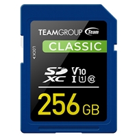 Team TSDXC256GIV1001 Classic Flash Memory Card, 256GB, SDHC, UHS U1, Retail Packed