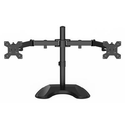 GameMax Dual Monitor Arm Stand LCD Desk Mount Freestanding For Two 13 Inch To 27 Inch Monitors, VESA Dimensions Of 75x75 mm or 100x100 mm, 180 Degrees Swivel, Black