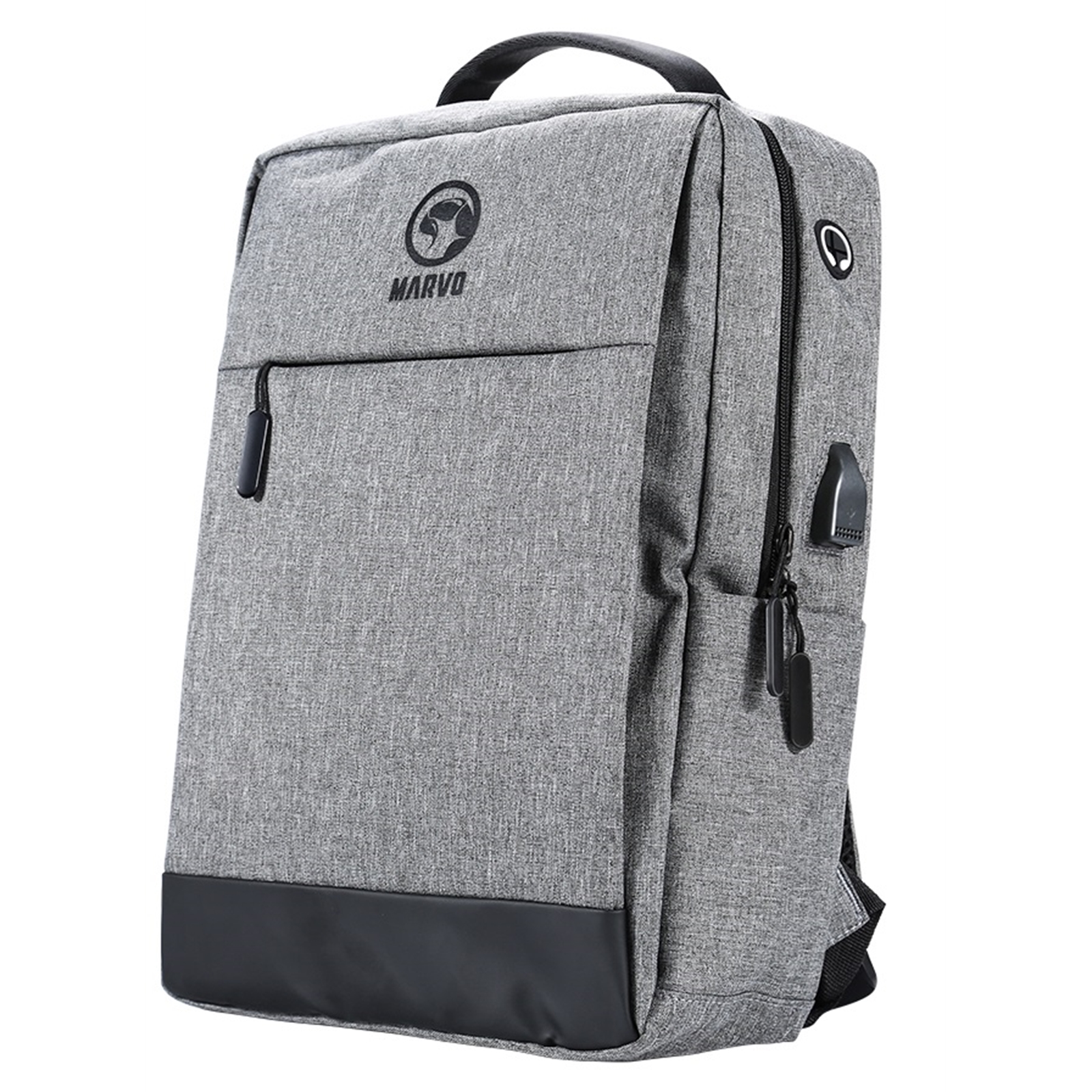 (image for) Marvo Laptop 15.6 inch Backpack with USB Charging Port, Waterproof Durable Fabric, Max Load 20kg, Grey with Black Detail